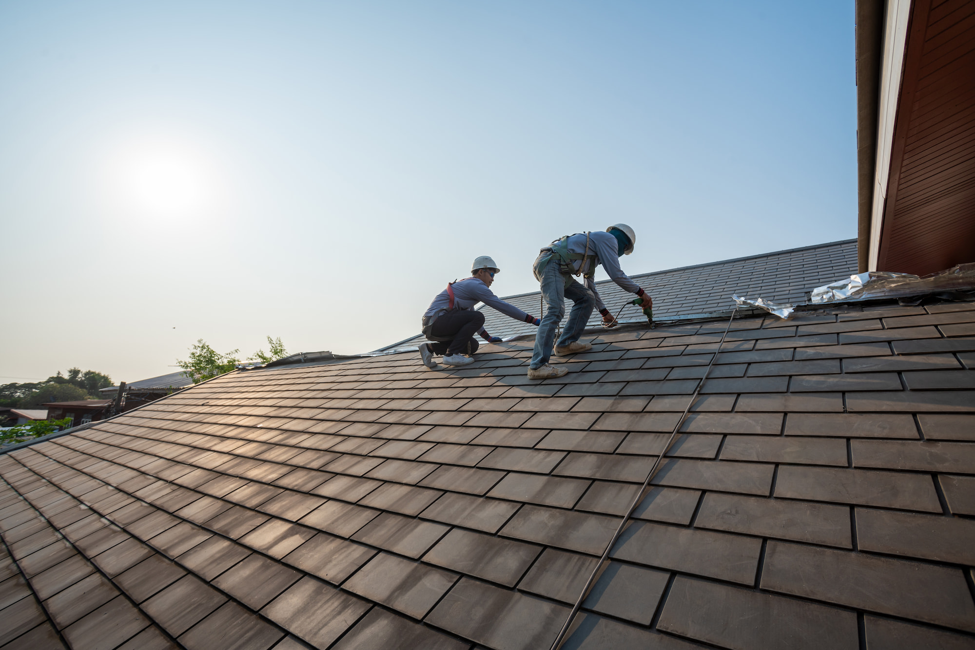 A roof installation from the top of the home.